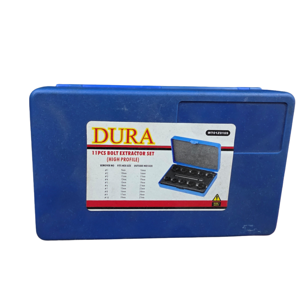 High-profile bolt extractor set in blue case
