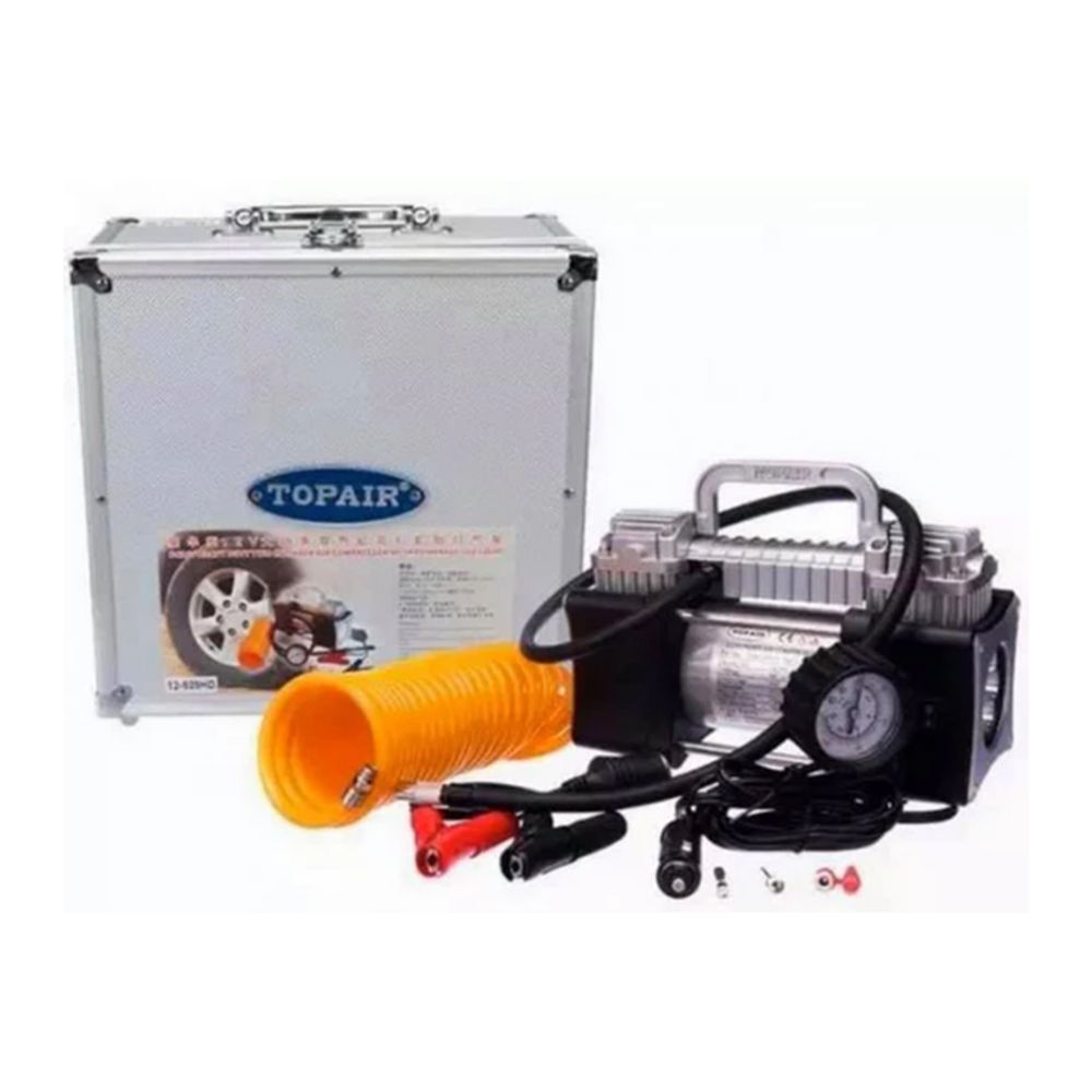 Heavy duty double-cylinder air compressor with case and accessories