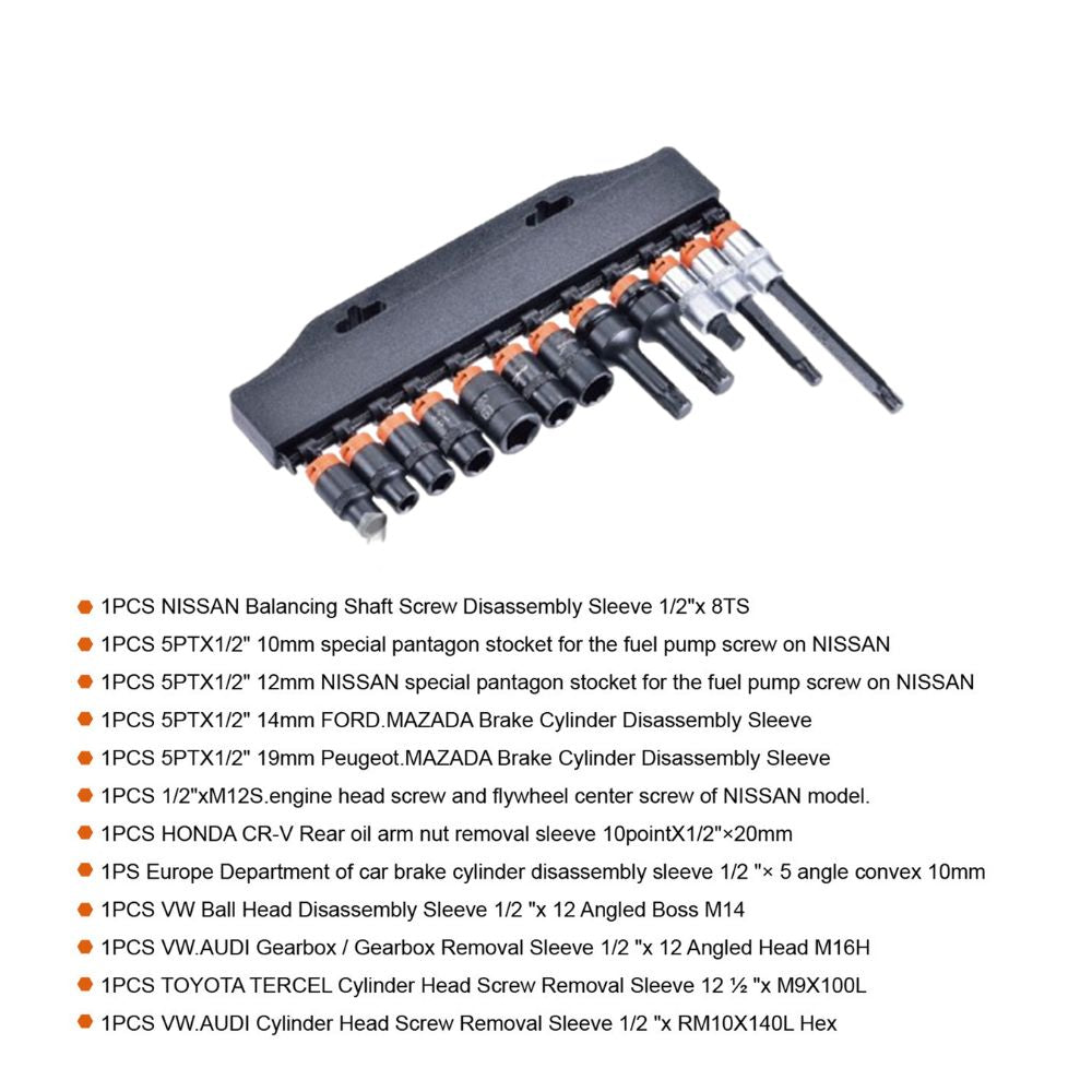 Automotive special disassembly sleeve set for multi-brand vehicles – 12pcs