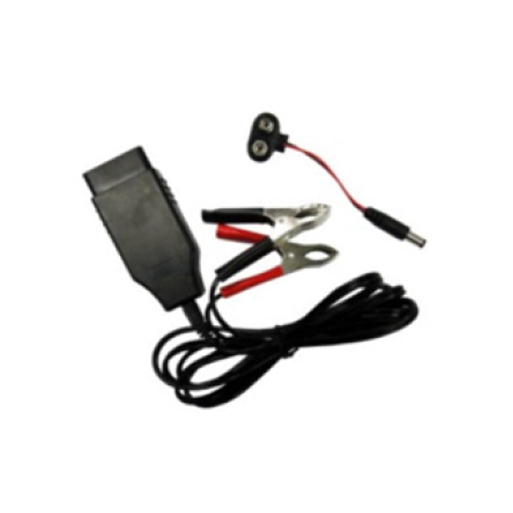 12V automobile power supply with OBD connector and clamps