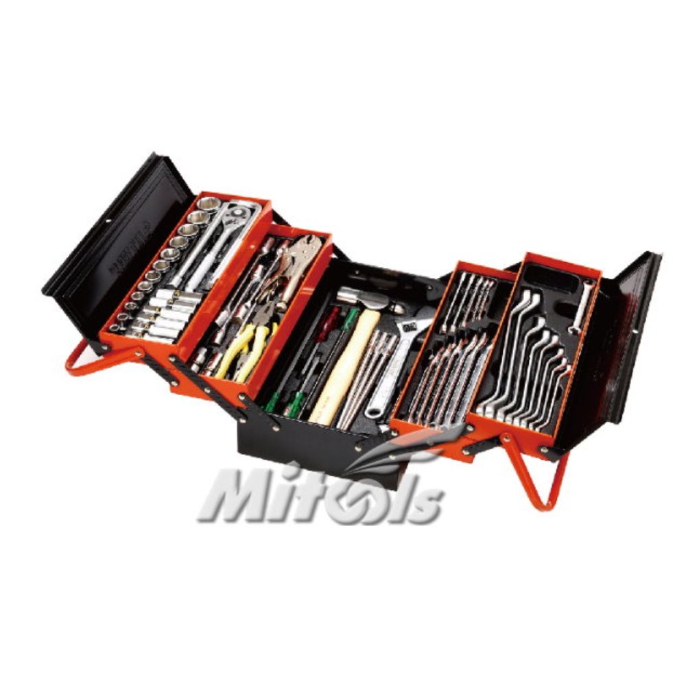 74pcs Mitool combination tool set with fold-out metal tool box