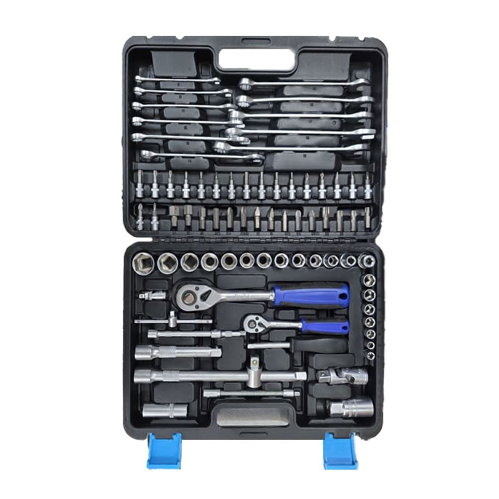 78 piece 1/4 and 1/2 inch drive socket set in blow mould case