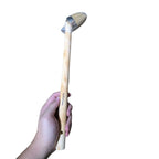 Long-handled compound brush with angled natural bristle head
