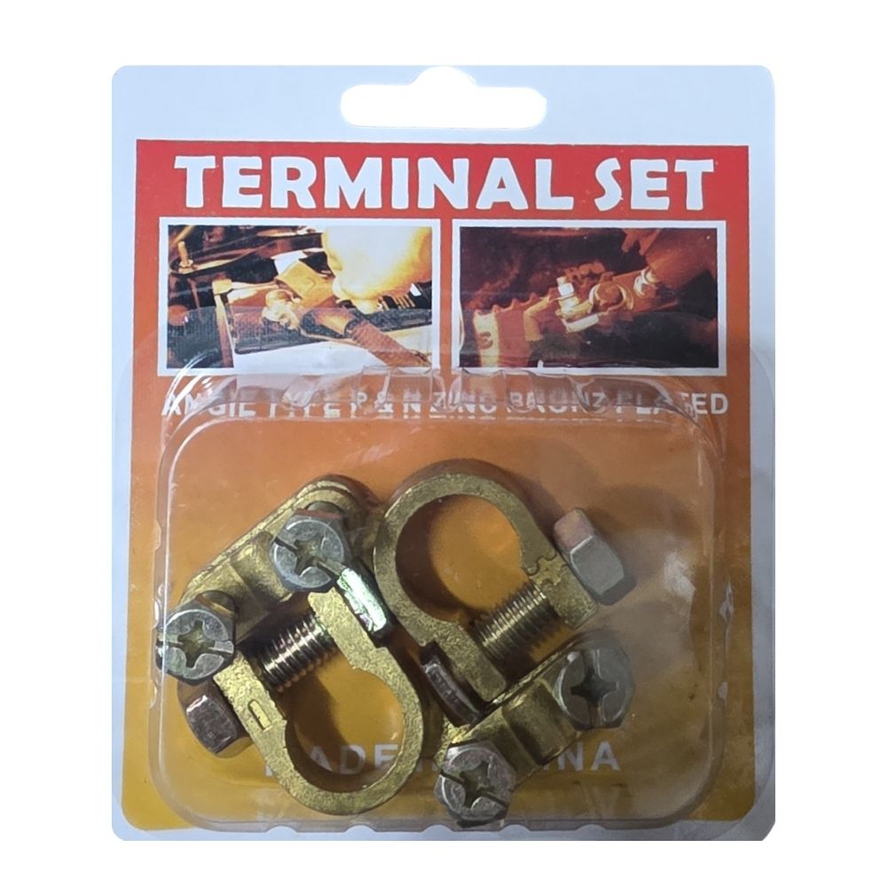 Battery terminal clamp set in blister packaging

