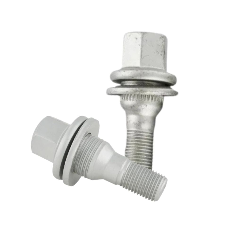 Close-up of Citroen OEM wheel bolt with DACRO finish