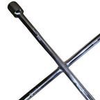 Chrome cross spanner with four integrated socket sizes