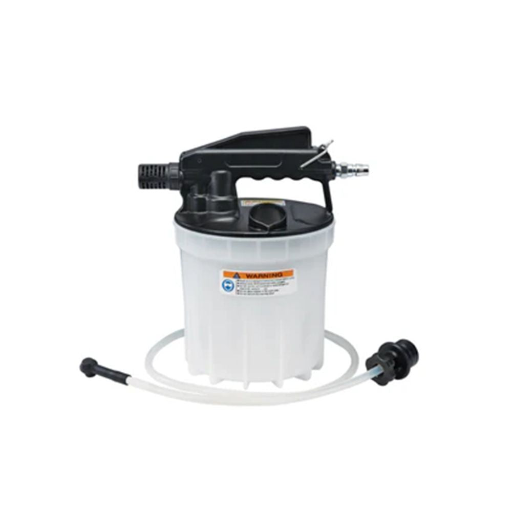 Pneumatic brake bleeder with fluid collection bottle and hose