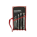 Five-piece double flexible E-Torx wrench set in red and black roll-up pouch
