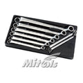Mitool 8-piece double ring offset wrench set arranged in black storage tray
