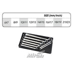 Specifications of Mitool offset double-ring wrenches in various metric sizes