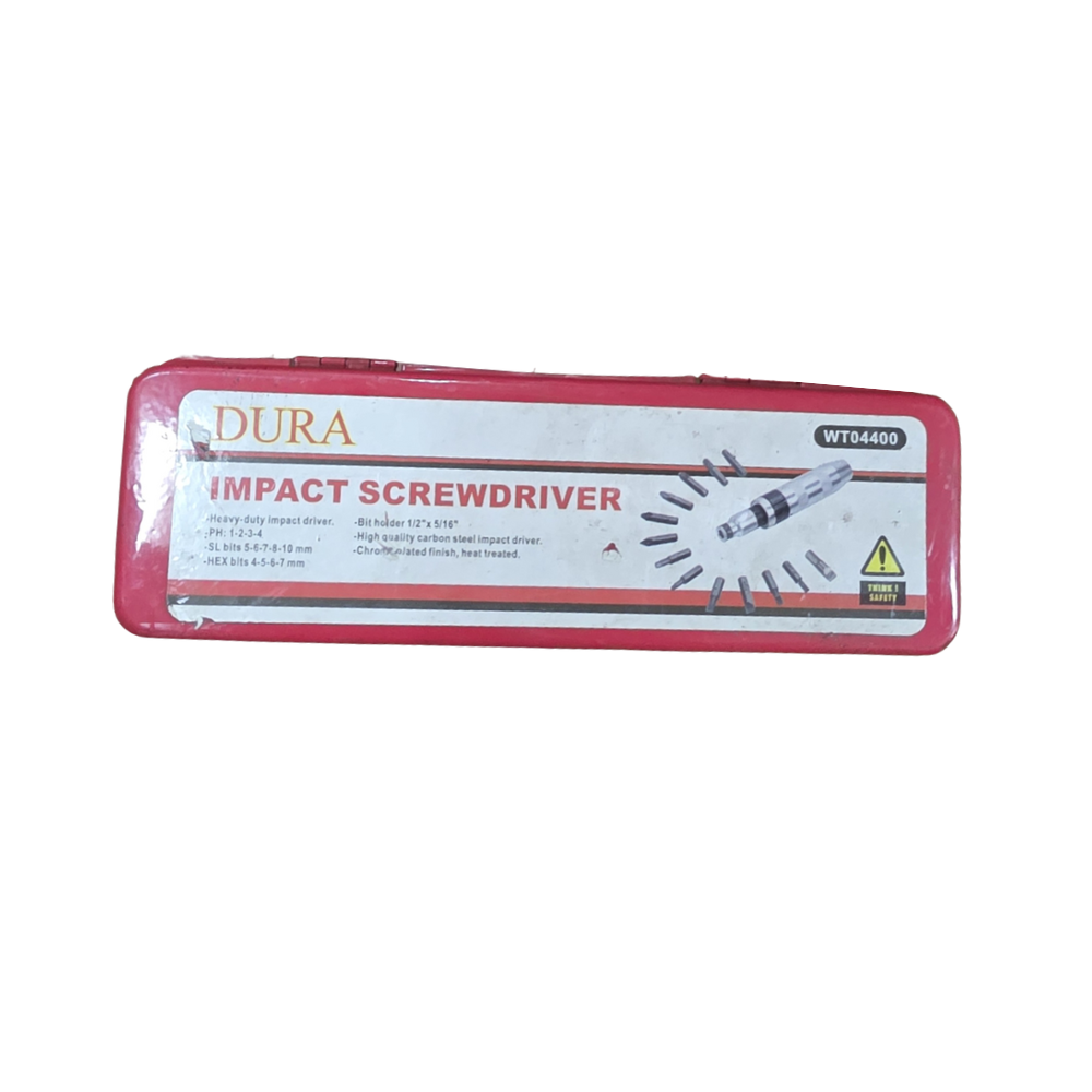 3/8-inch DURA impact driver set with PH, SL, and HEX bits