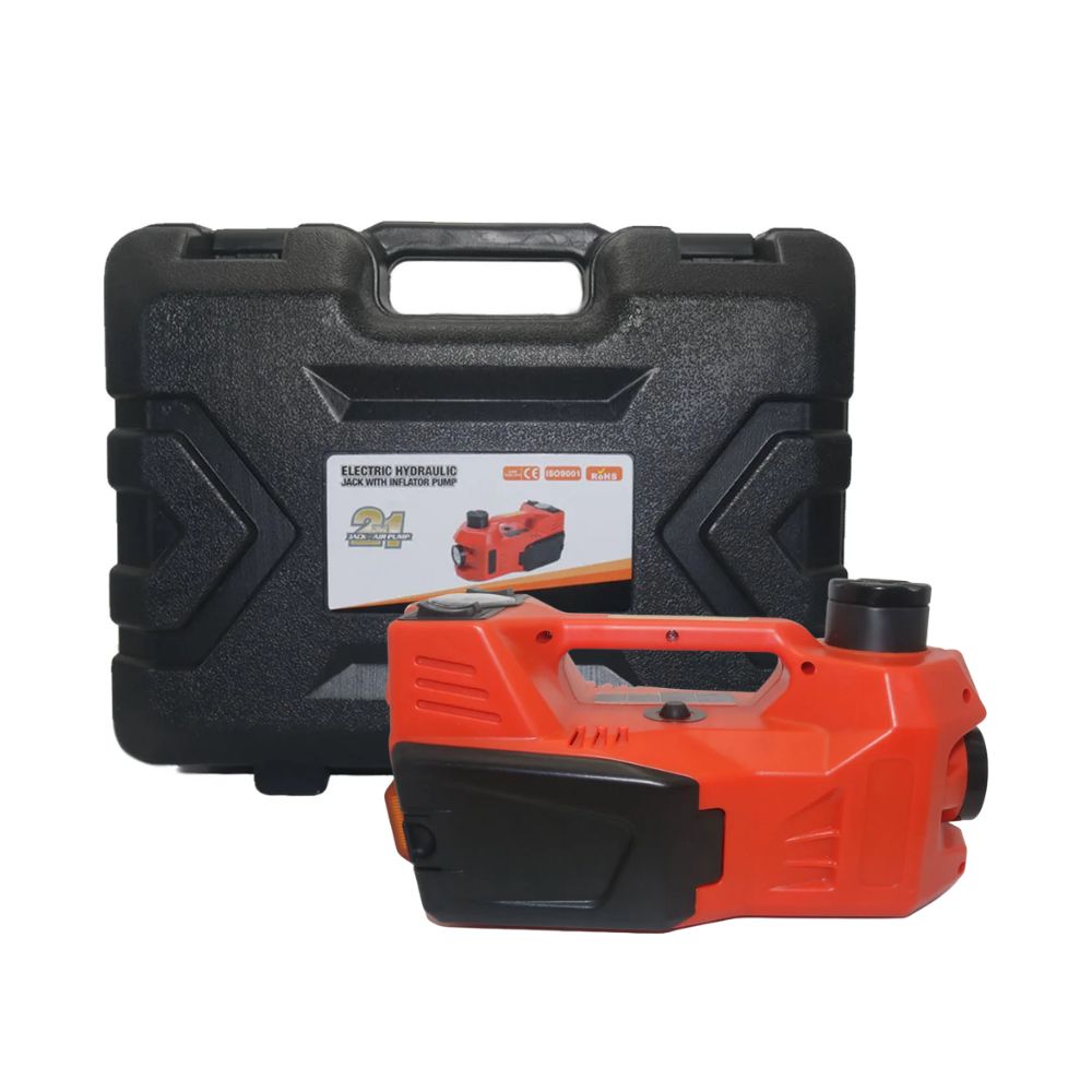 Electric hydraulic 4 ton jack with built-in inflator pump