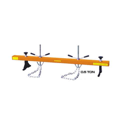 Engine support bar with adjustable rods and chains
