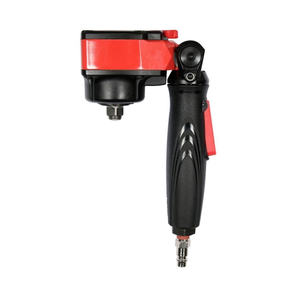 FIW flexible impact wrench with pivoting head shown at a bent working angle