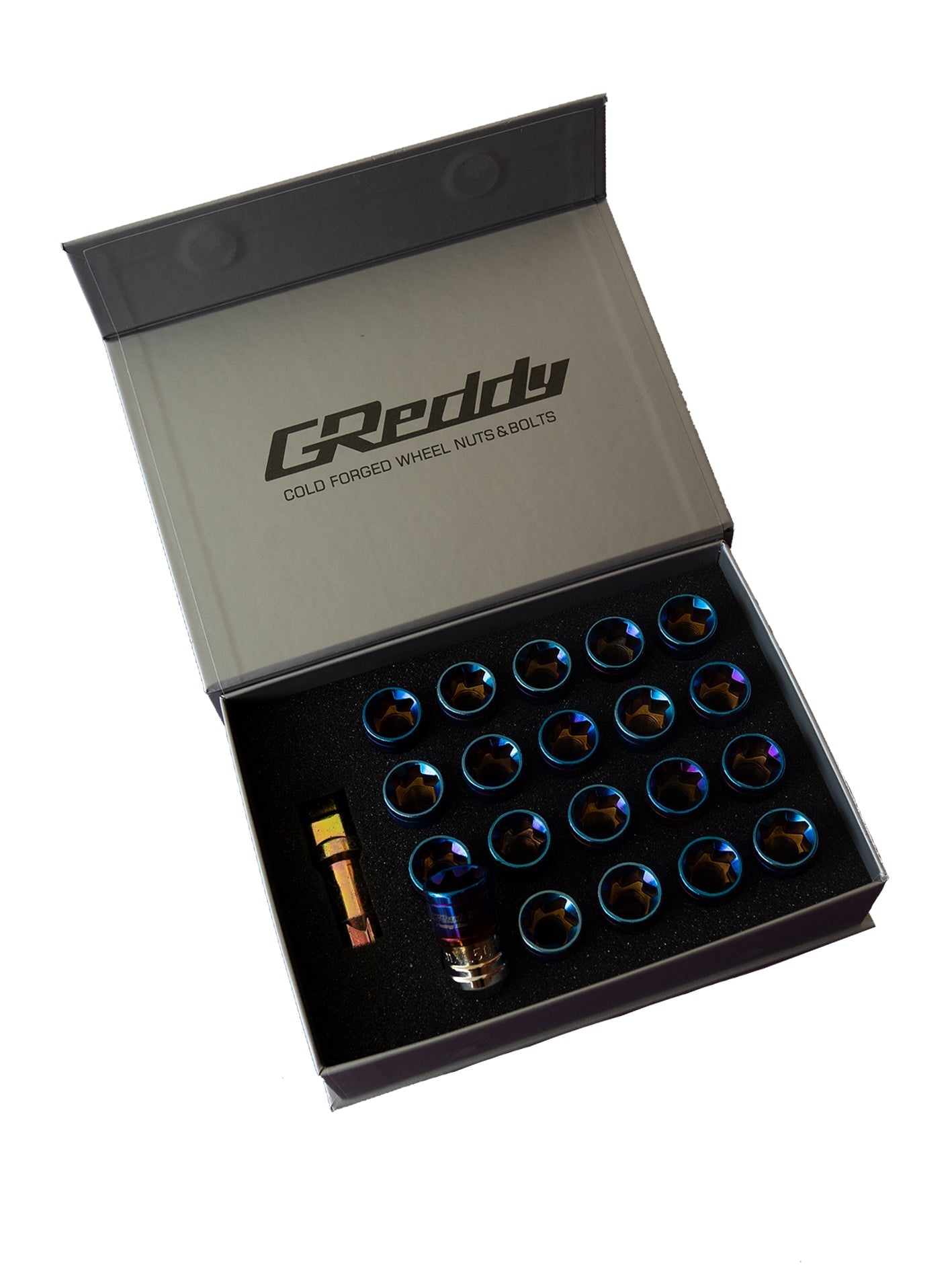 M40 racing wheel nuts set with socket in ti-blue