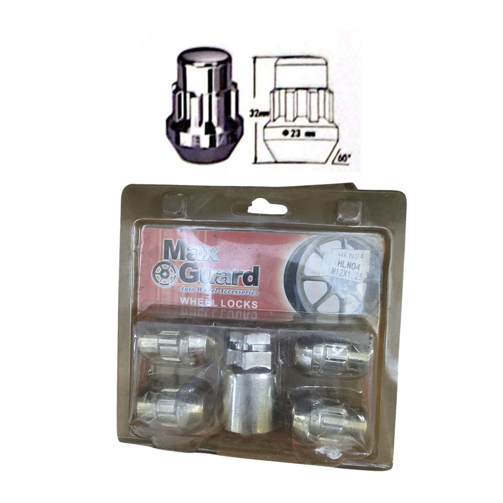 Anti-theft Bullock lock nut set for vehicle wheels M12x1.25