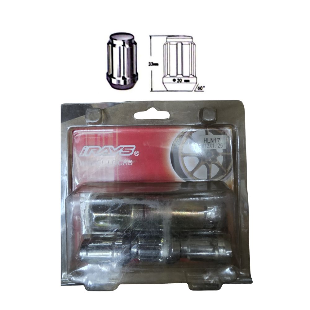 HLN17 Heptagon wheel lock set in retail packaging M12x1.25