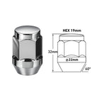 Technical dimensions of HN04 chrome wheel nut