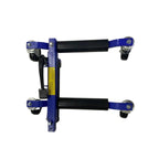 Hydraulic vehicle positioning jack with castor wheels