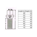 Dimensional drawing of JN804 tapered wheel nut