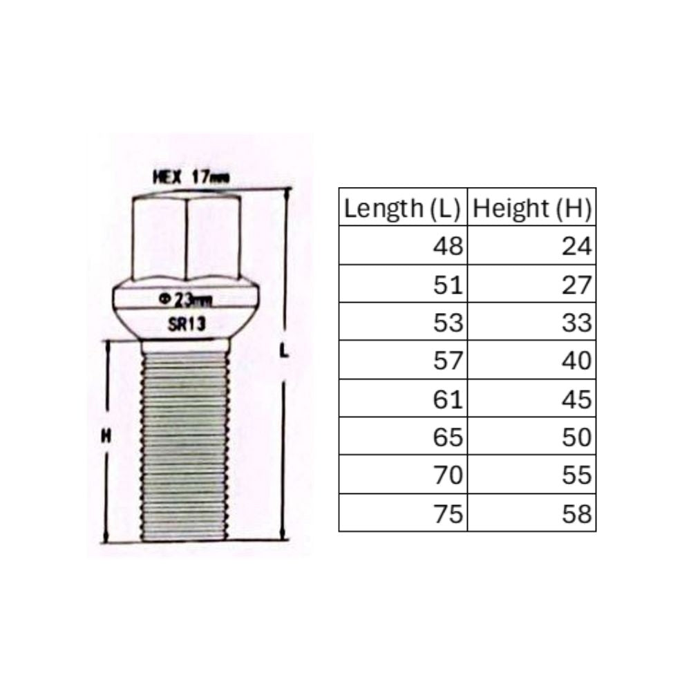 Dimensional drawing of JN804 tapered wheel nut