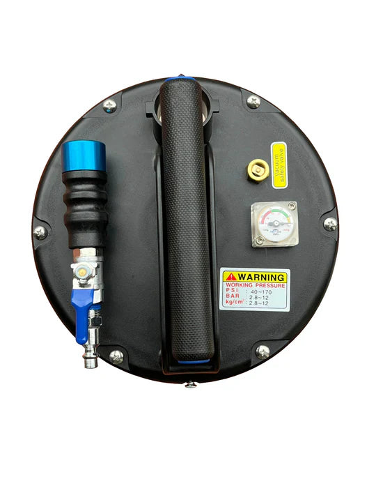 9L pneumatic and manual fluid extractor with handle and gauge