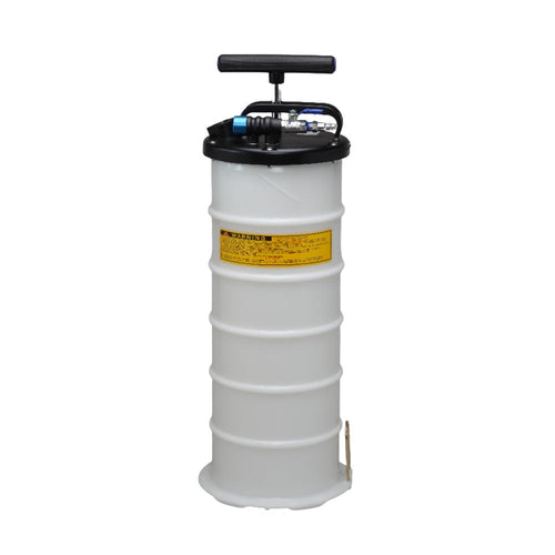 9L pneumatic and manual fluid extractor with handle and gauge
