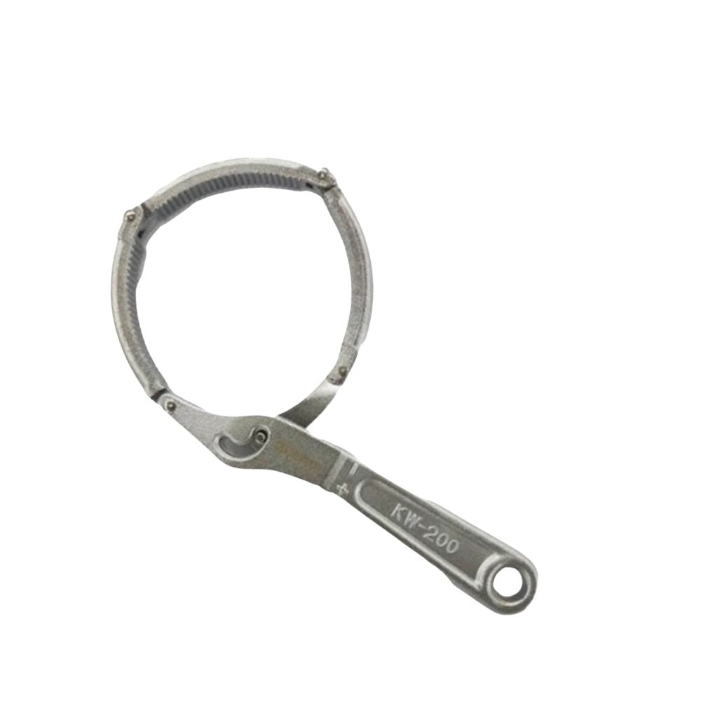 Adjustable serrated oil filter wrench with metal handle
