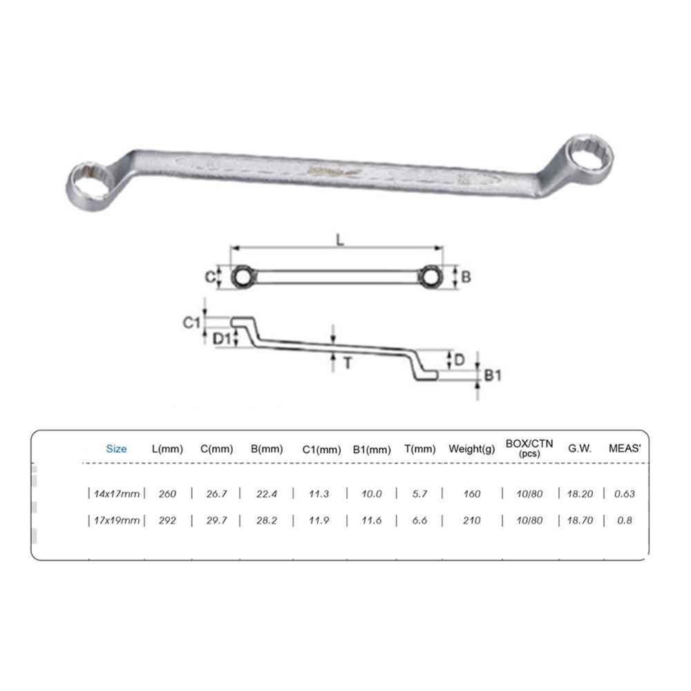 Mitools 75-degree offset ring spanner with DIN 838 specifications