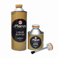 Two cans of Maruni Liquid Buffer with a brush on a white background