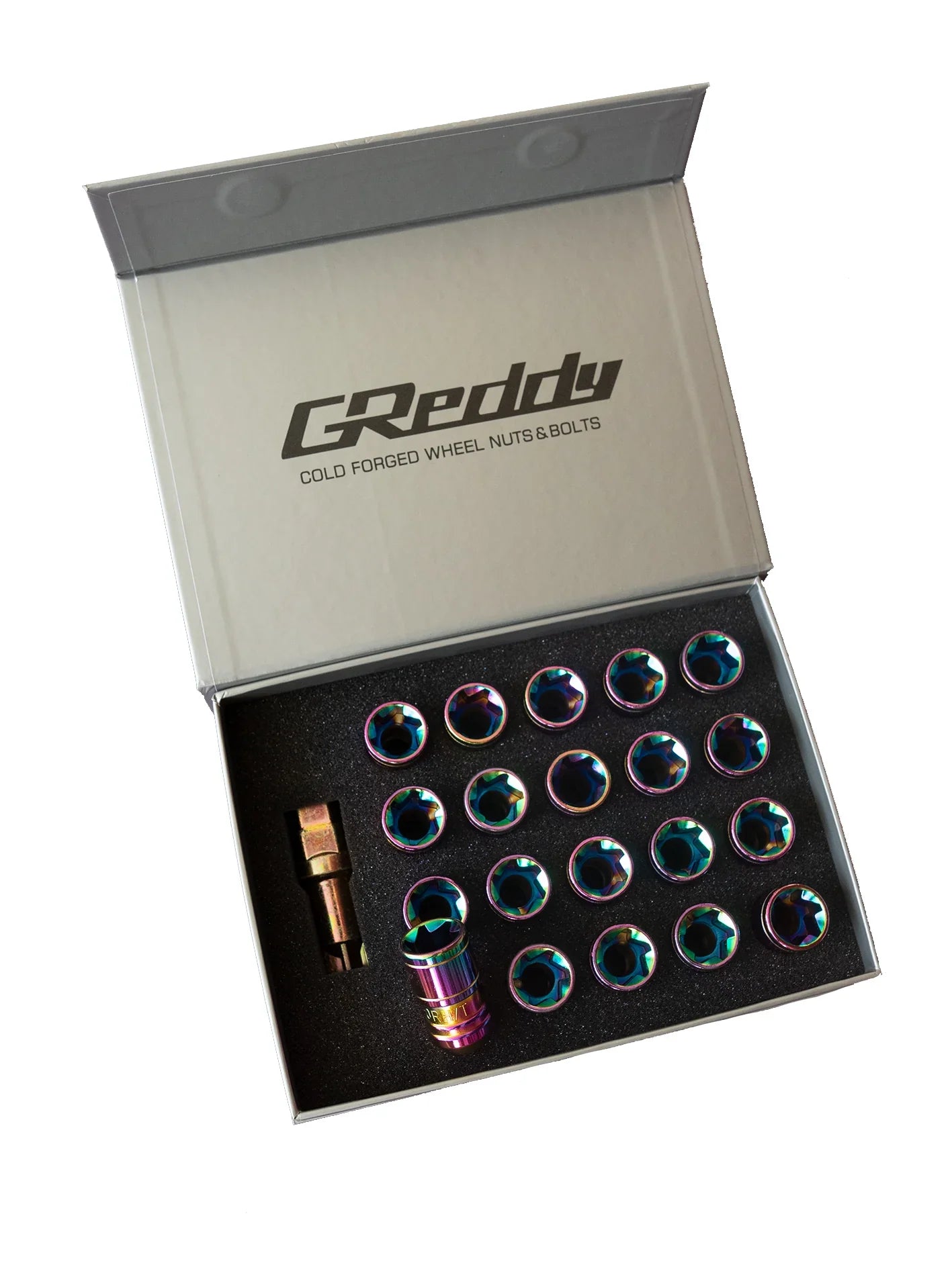 M40 racing wheel nuts set with socket in Rainbow