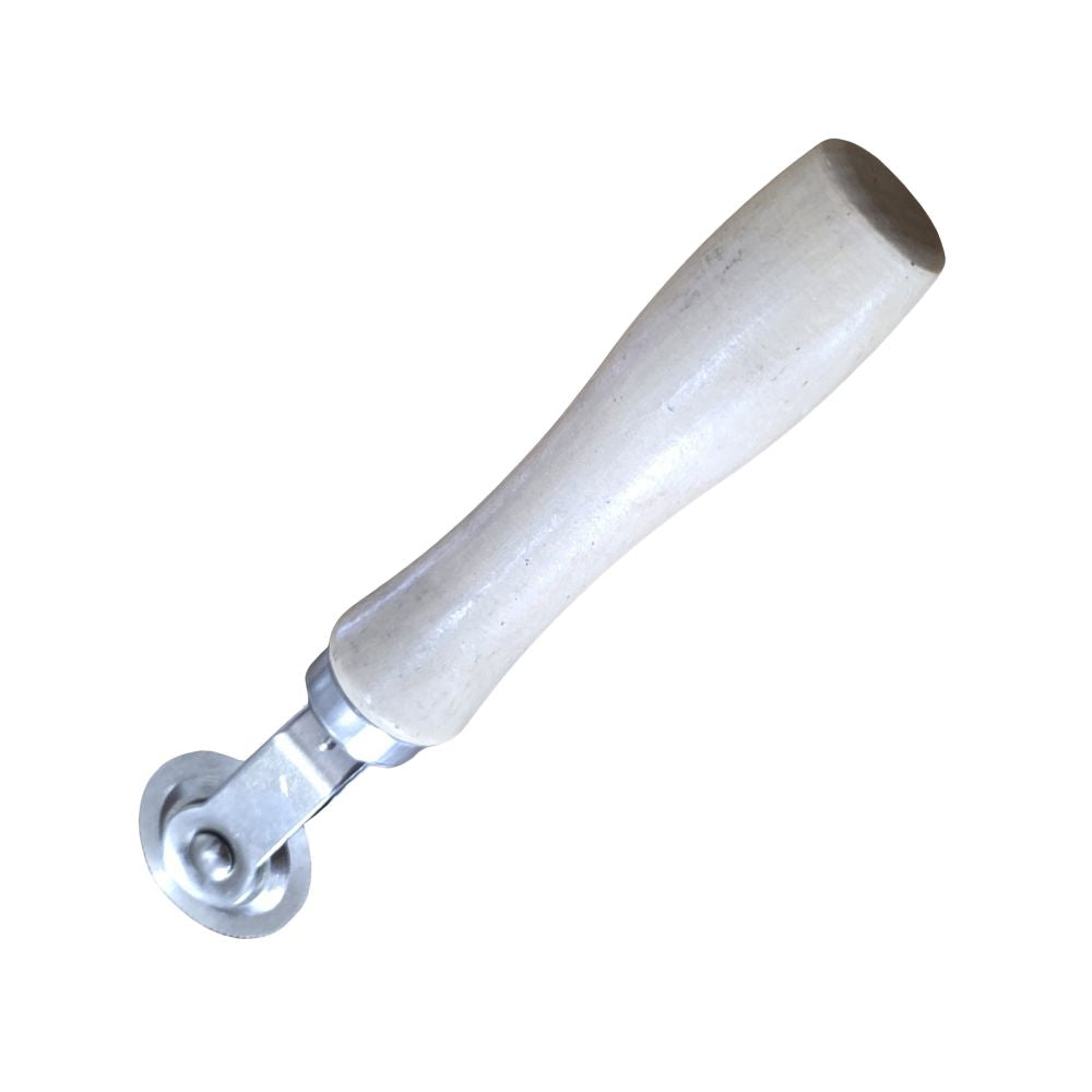 Roller stitcher with wooden handle and 3mm metal wheel