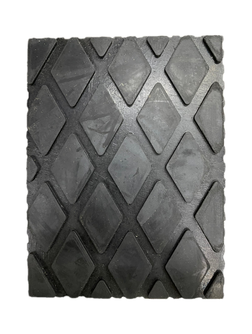 Black rubber wheel stopper with ribbed surface for vehicle safety