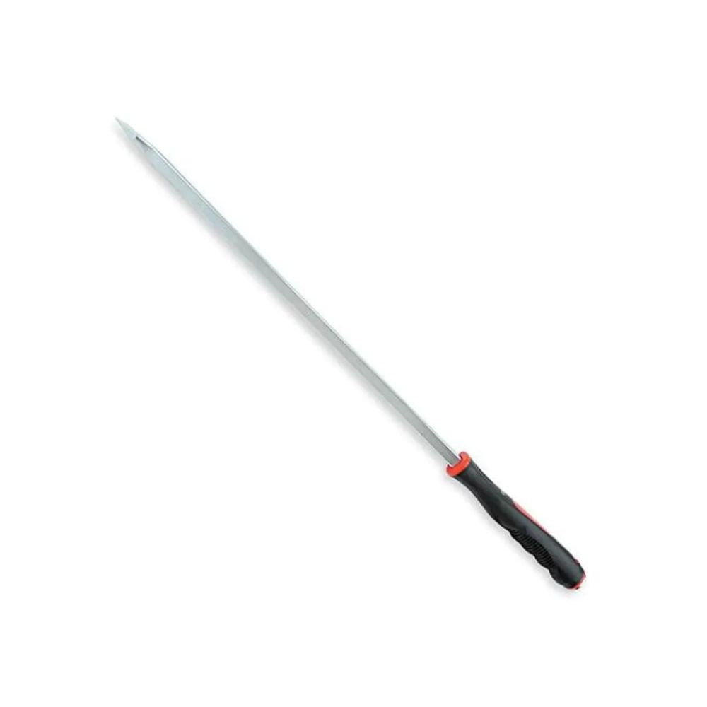 31-inch straight pry bar with wide face and ergonomic handle
