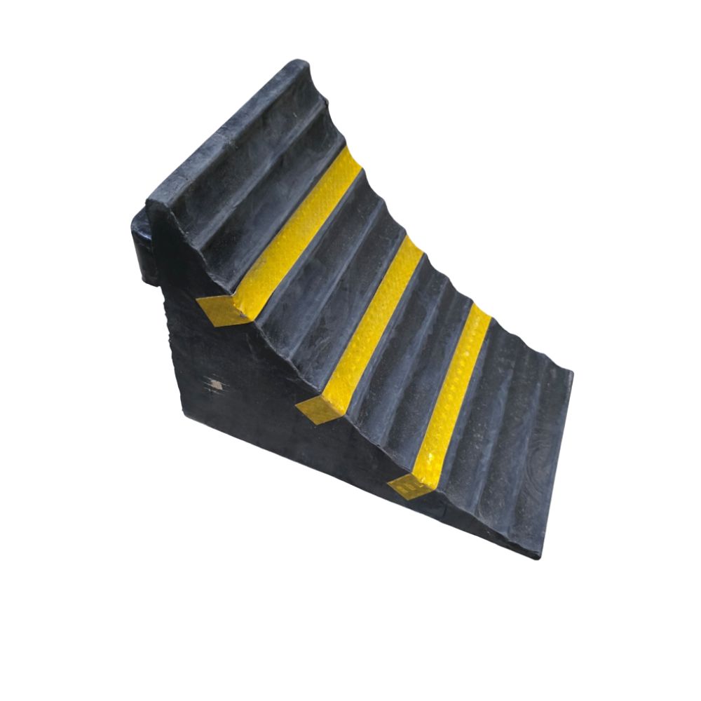 Truck wheel stopper made from durable solid rubber