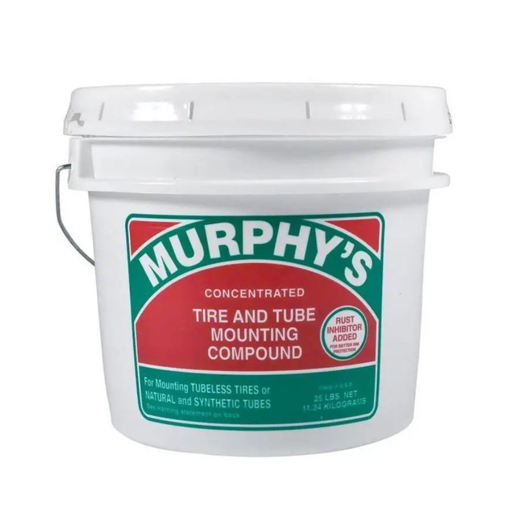 White bucket of Murphy's tire and tube mounting compound