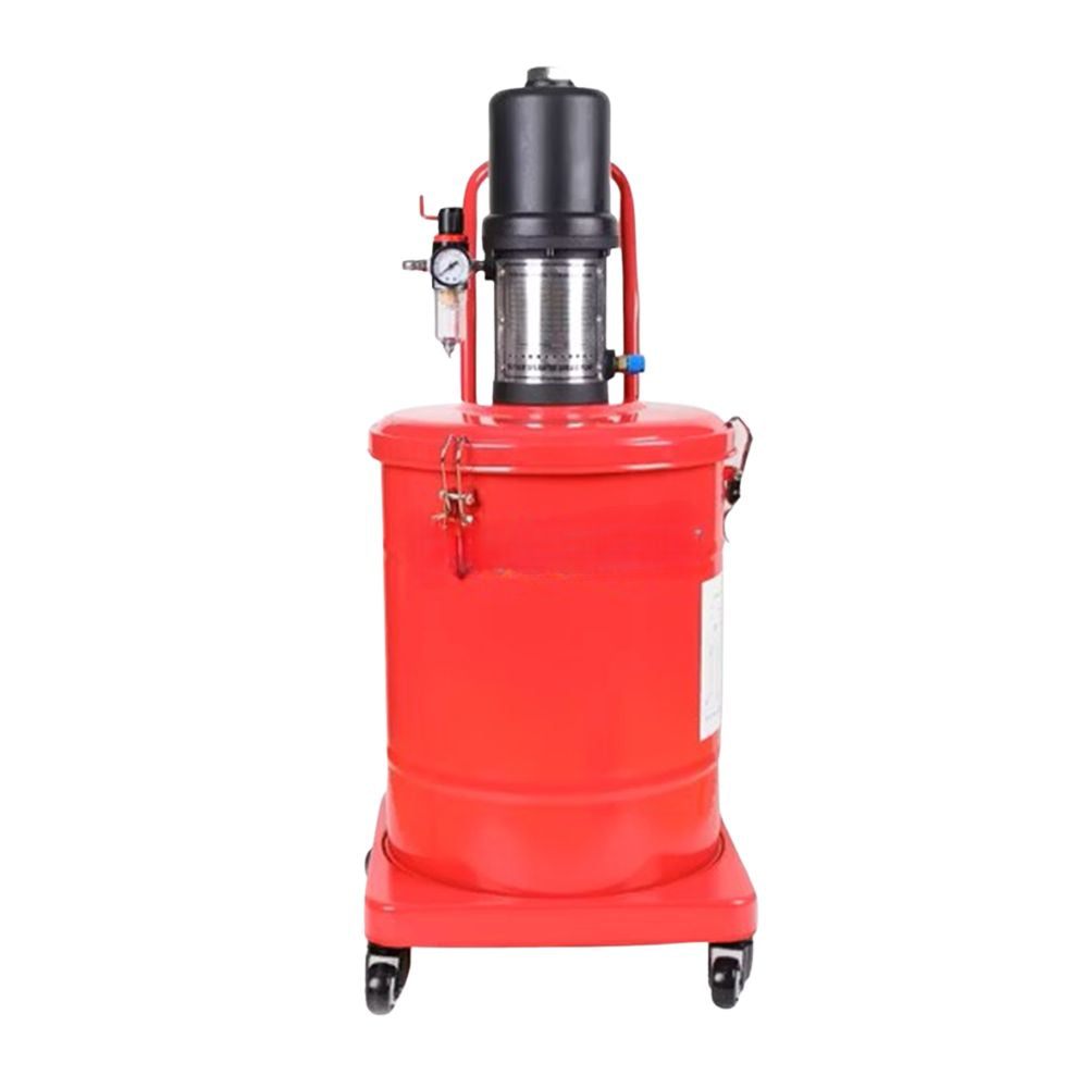 Heavy-duty air grease lubricator with pneumatic pump and red drum