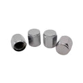 Metal valve caps in silver finish for tyre valve stems