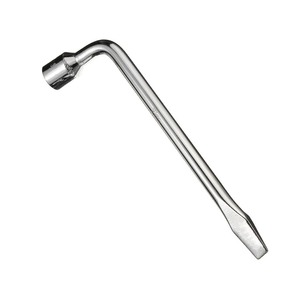 Chrome L-type wheel wrench with pry end