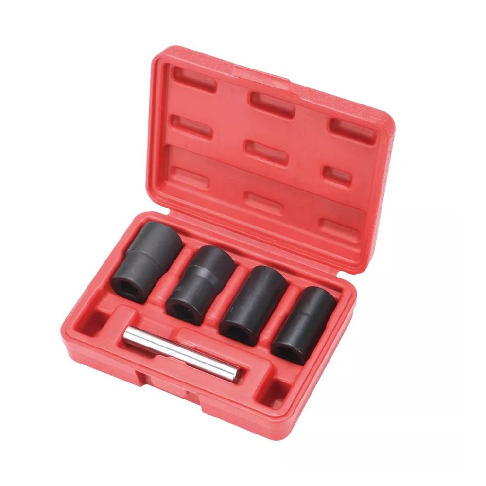 5-piece twist socket damaged nut remover set with straight bar