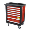 Heavy-duty empty tool trolley with smooth drawers and caster wheels
