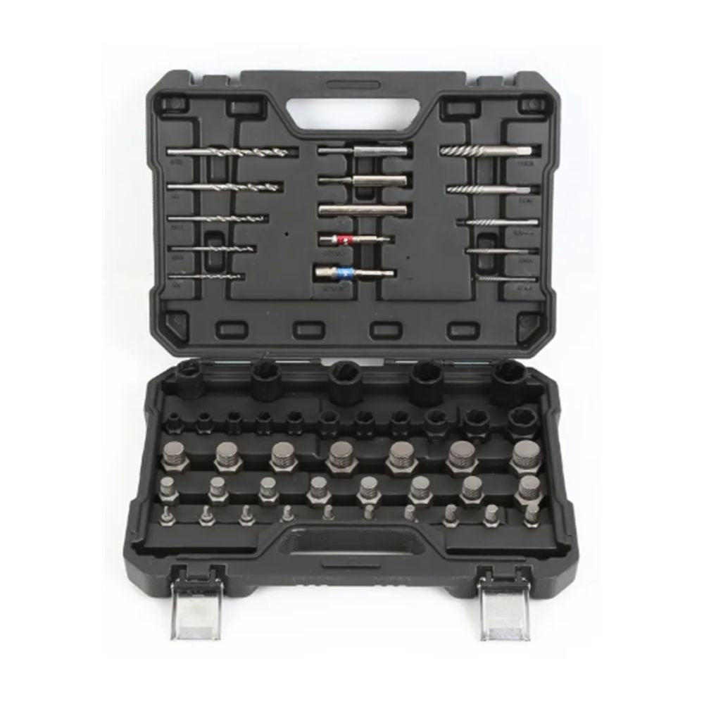 56-piece nut, bolt and screw extractor set in black case
