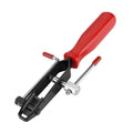 Automotive CV clamp installation tool with tensioning lever.