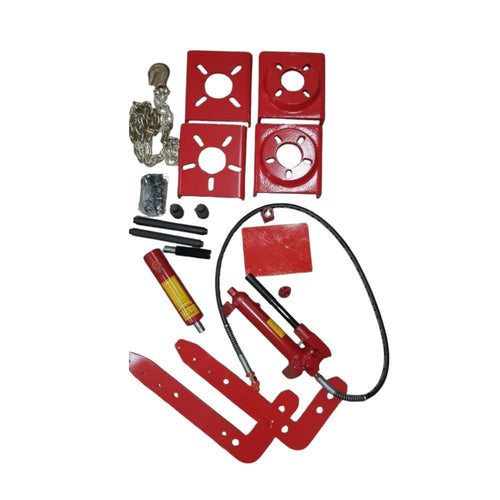 Hydraulic angle adjuster kit with pump hose and chains
