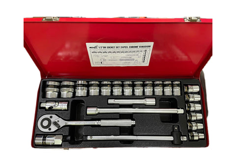 1/2S24PCS: 1/2''DR 24PCS SOCKET SET 6PT(MITOOLS BRAND)